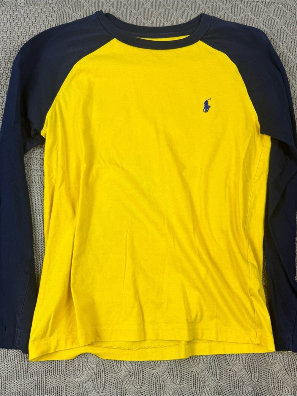 Polo by Ralph Lauren Yellow & Navy Long-Sleeve 67 Raglan Tee M